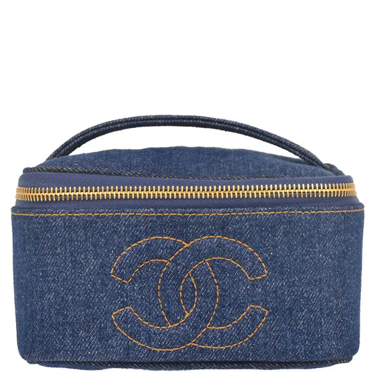 Chanel 1996-1997 Blue Denim Vanity Handbag
