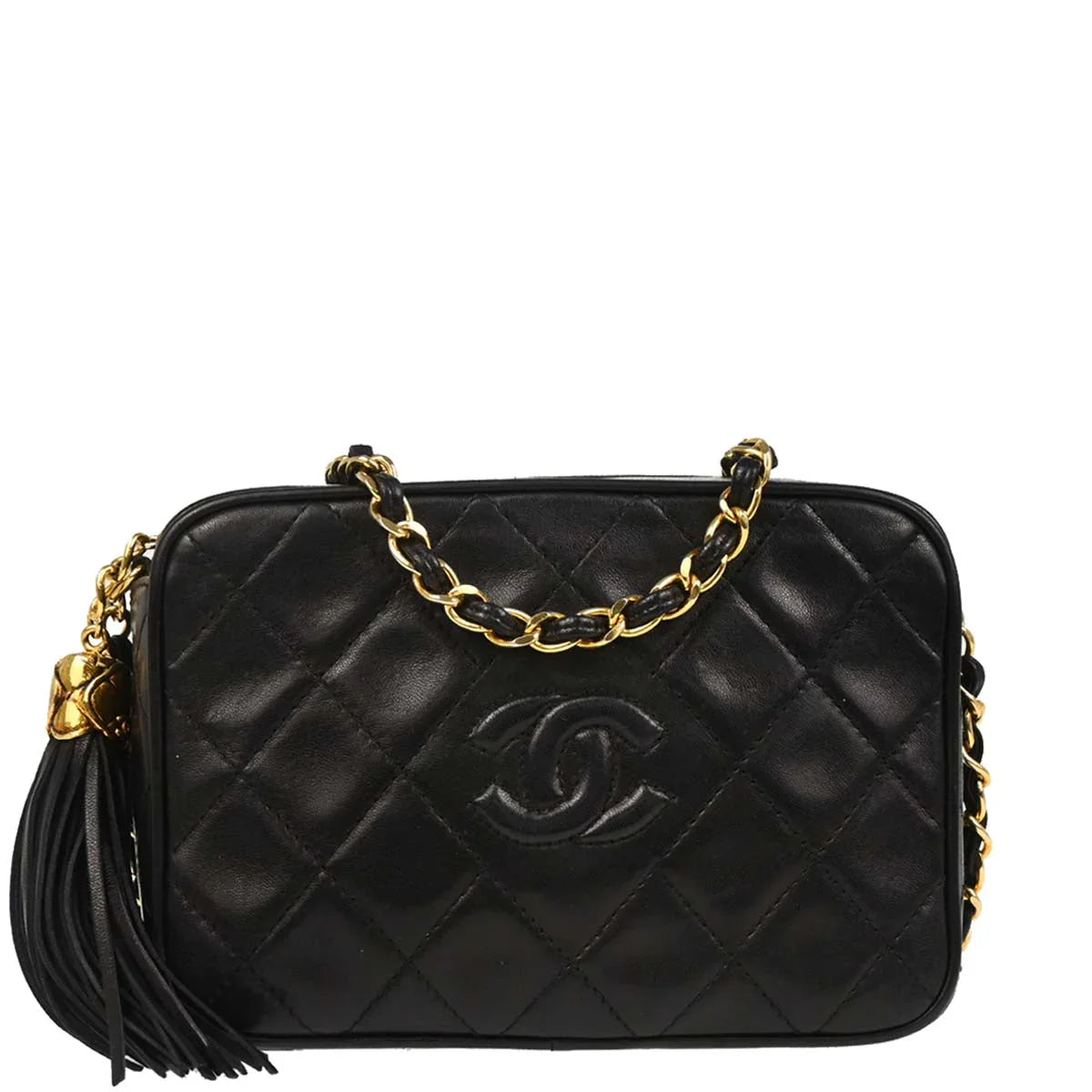 Chanel 1989-1991 Black Lambskin Camera Bag Mini