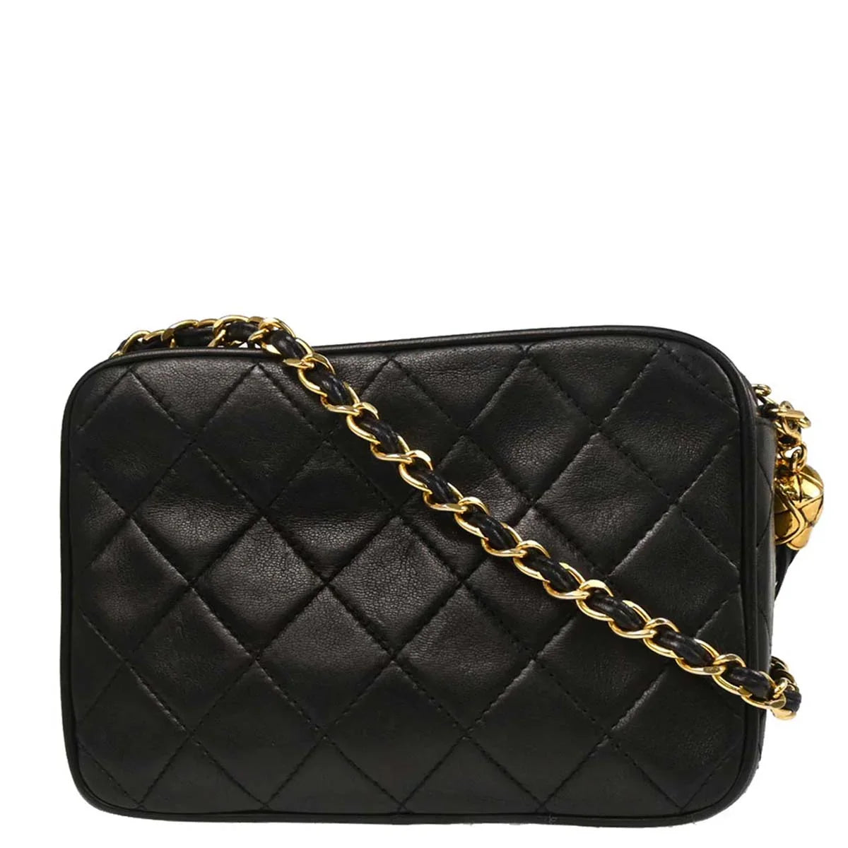 Chanel 1989-1991 Black Lambskin Camera Bag Mini