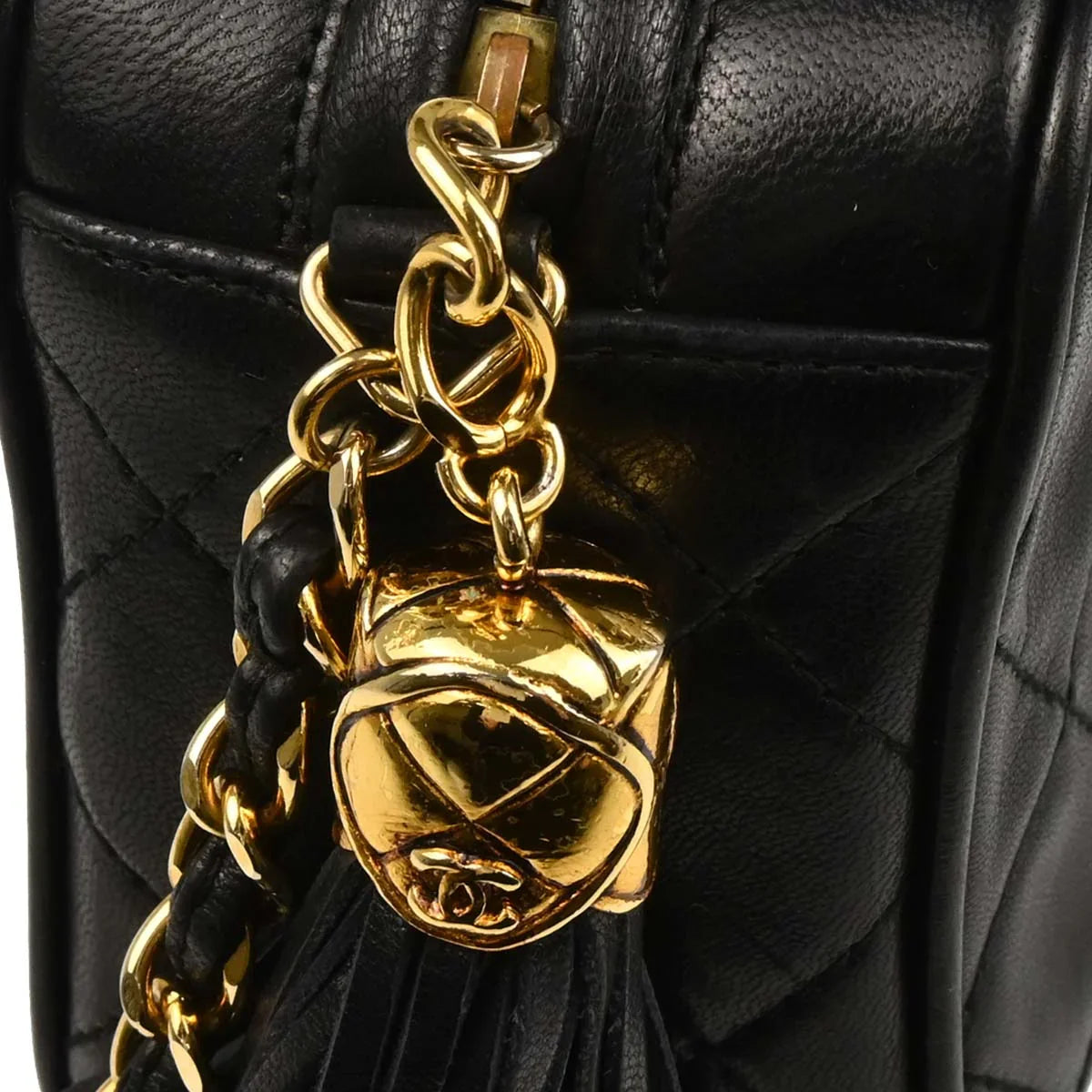 Chanel 1989-1991 Black Lambskin Camera Bag Mini