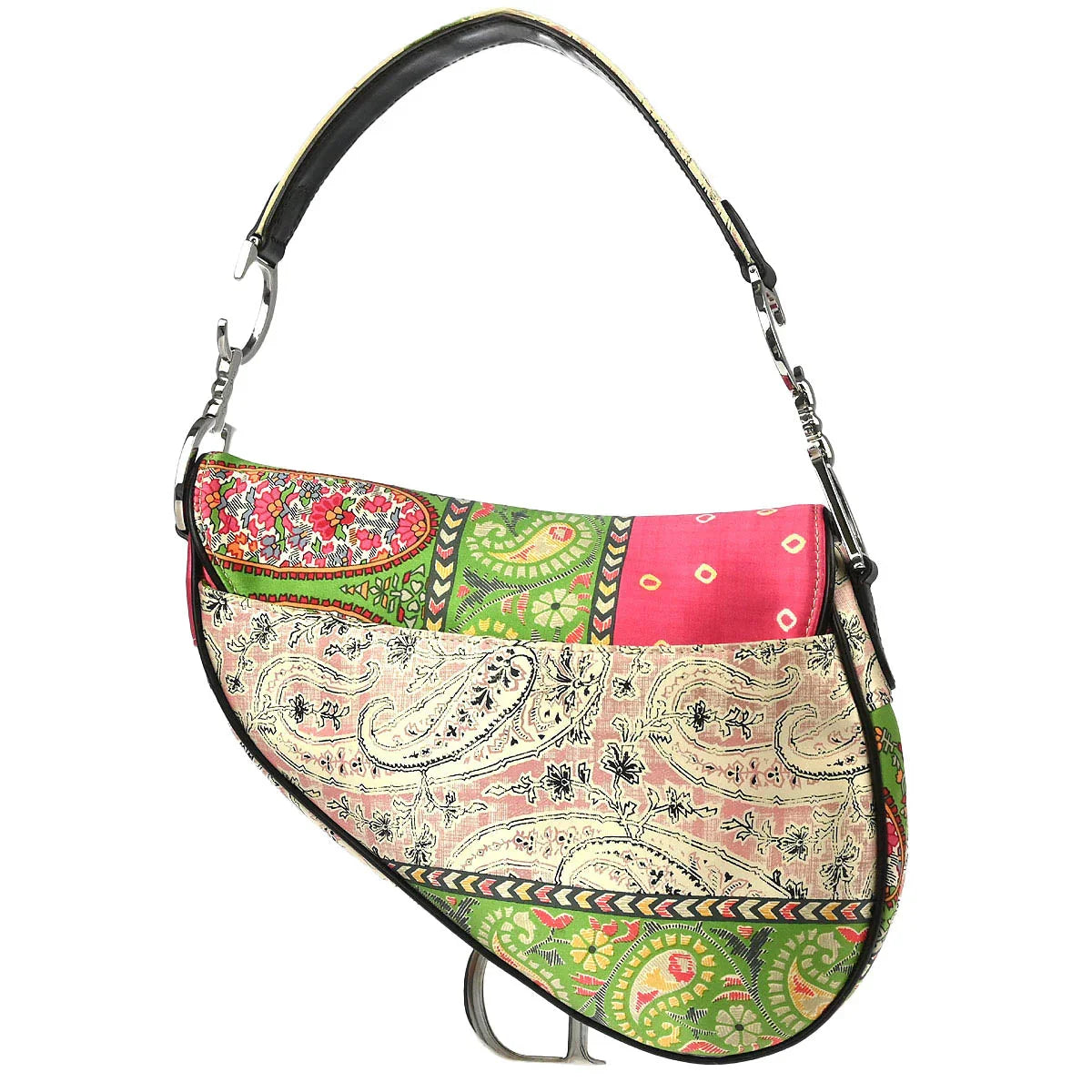 Christian Dior Multicolor Satin Saddle Handbag