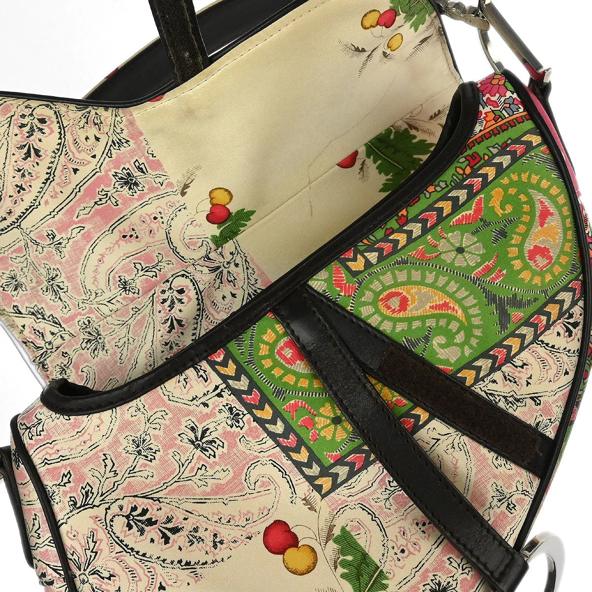 Christian Dior Multicolor Satin Saddle Handbag
