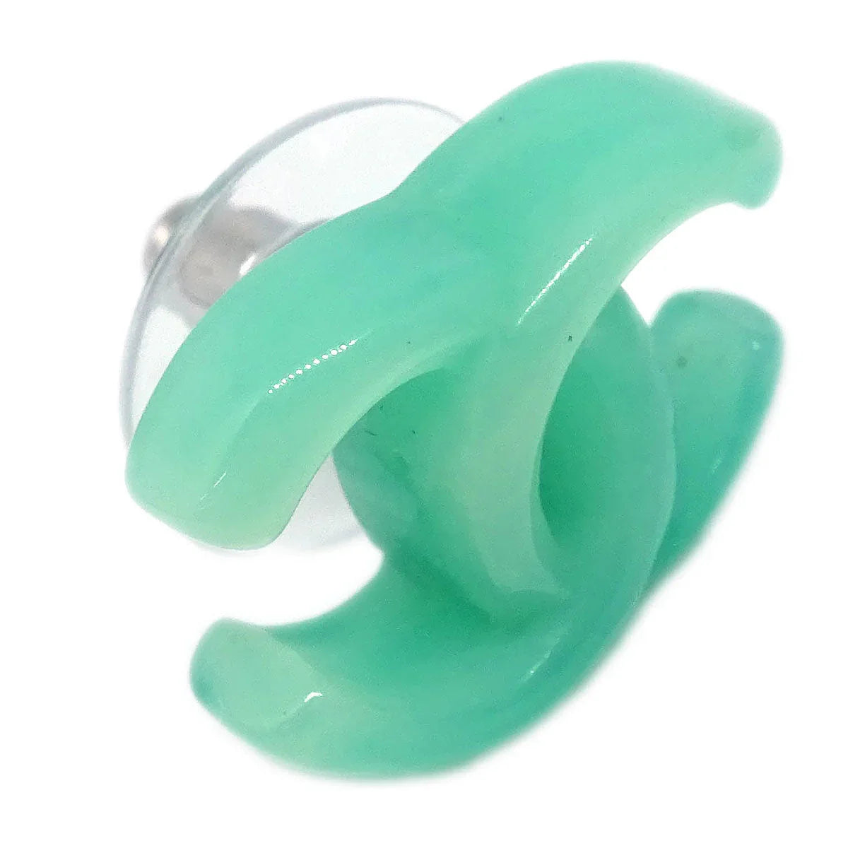 Chanel CC Green Piercing Earrings 04P