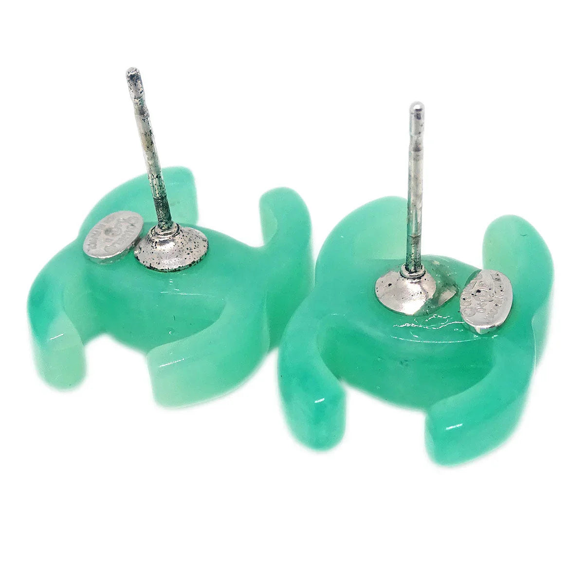 Chanel CC Green Piercing Earrings 04P