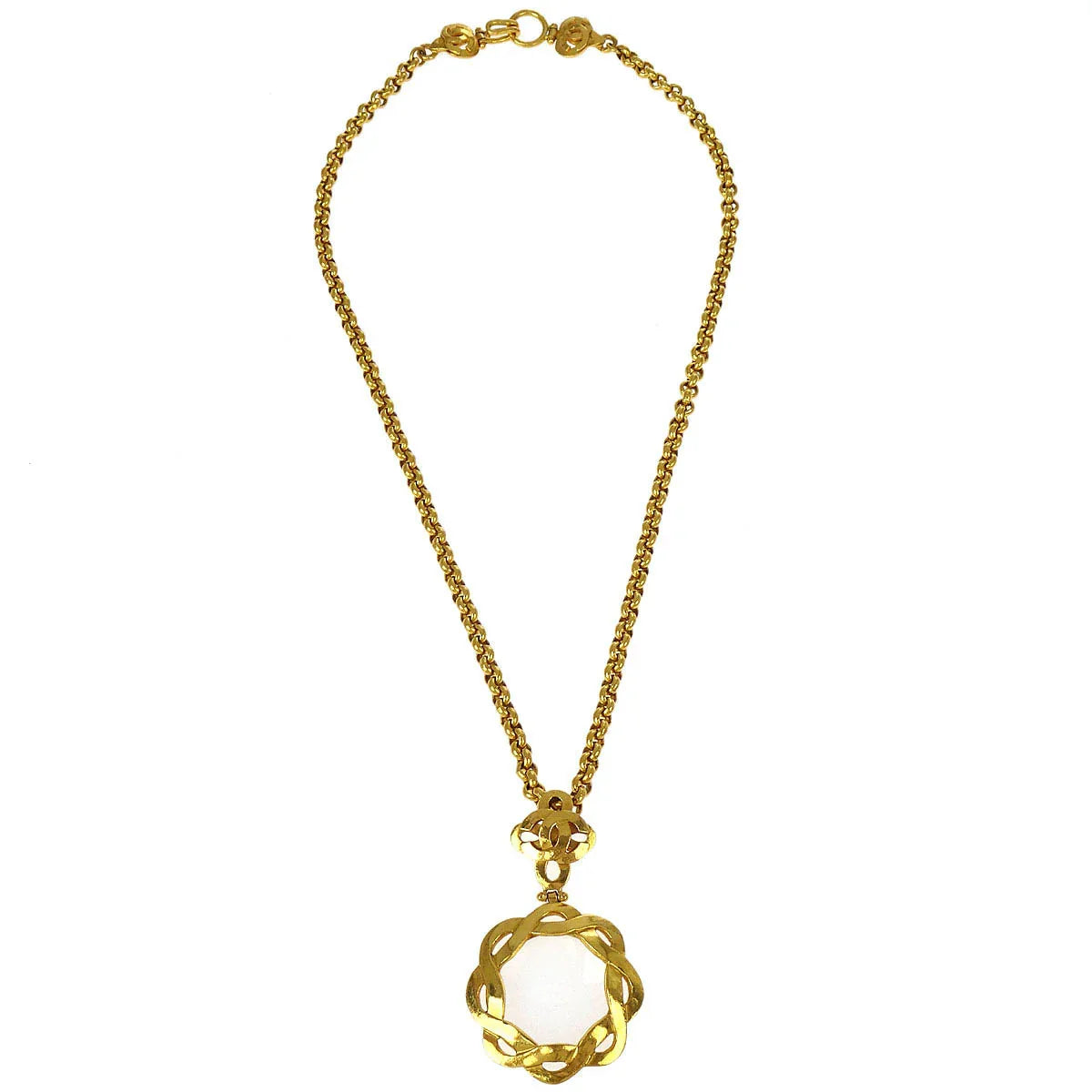 Chanel Chain Necklace Pendant Loupe Gold 97P