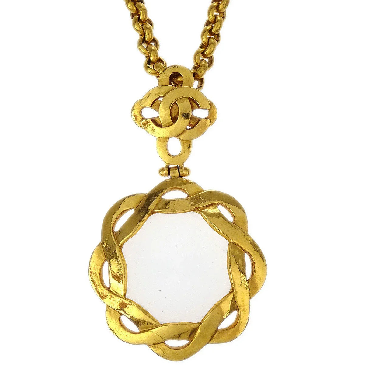 Chanel Chain Necklace Pendant Loupe Gold 97P