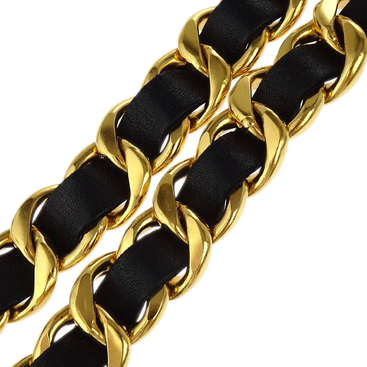 Chanel Chain Belt Medallion Gold Black Small Good