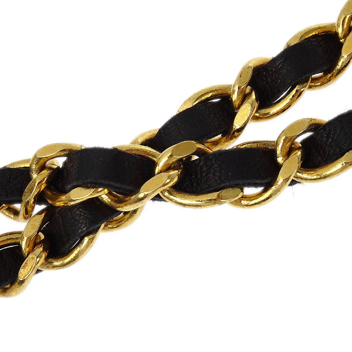 Chanel Chain Belt Medallion Gold Black Small Good
