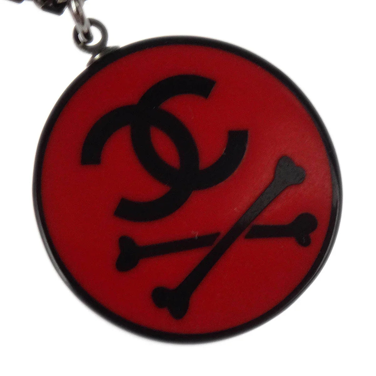 Chanel Medallion Pendant Necklace Silver 03P