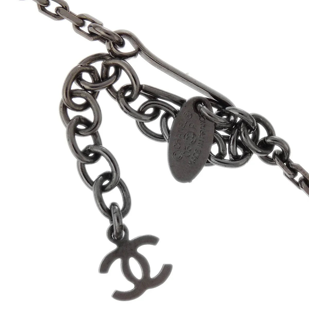 Chanel Medallion Pendant Necklace Silver 03P