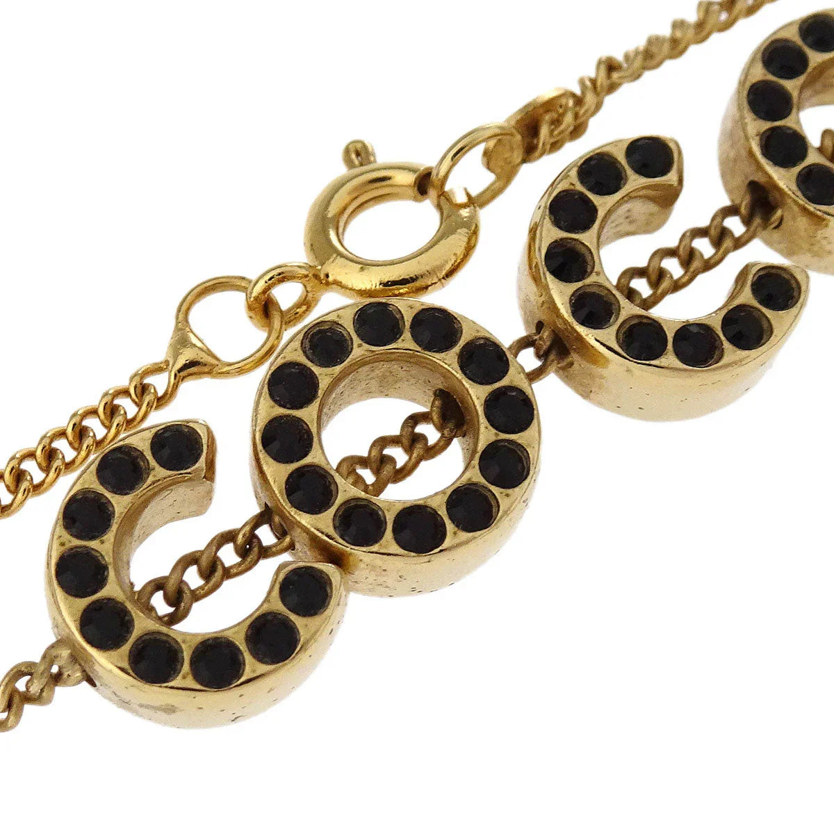 Chanel COCO Chain Bracelet Gold Rhinestone 01A