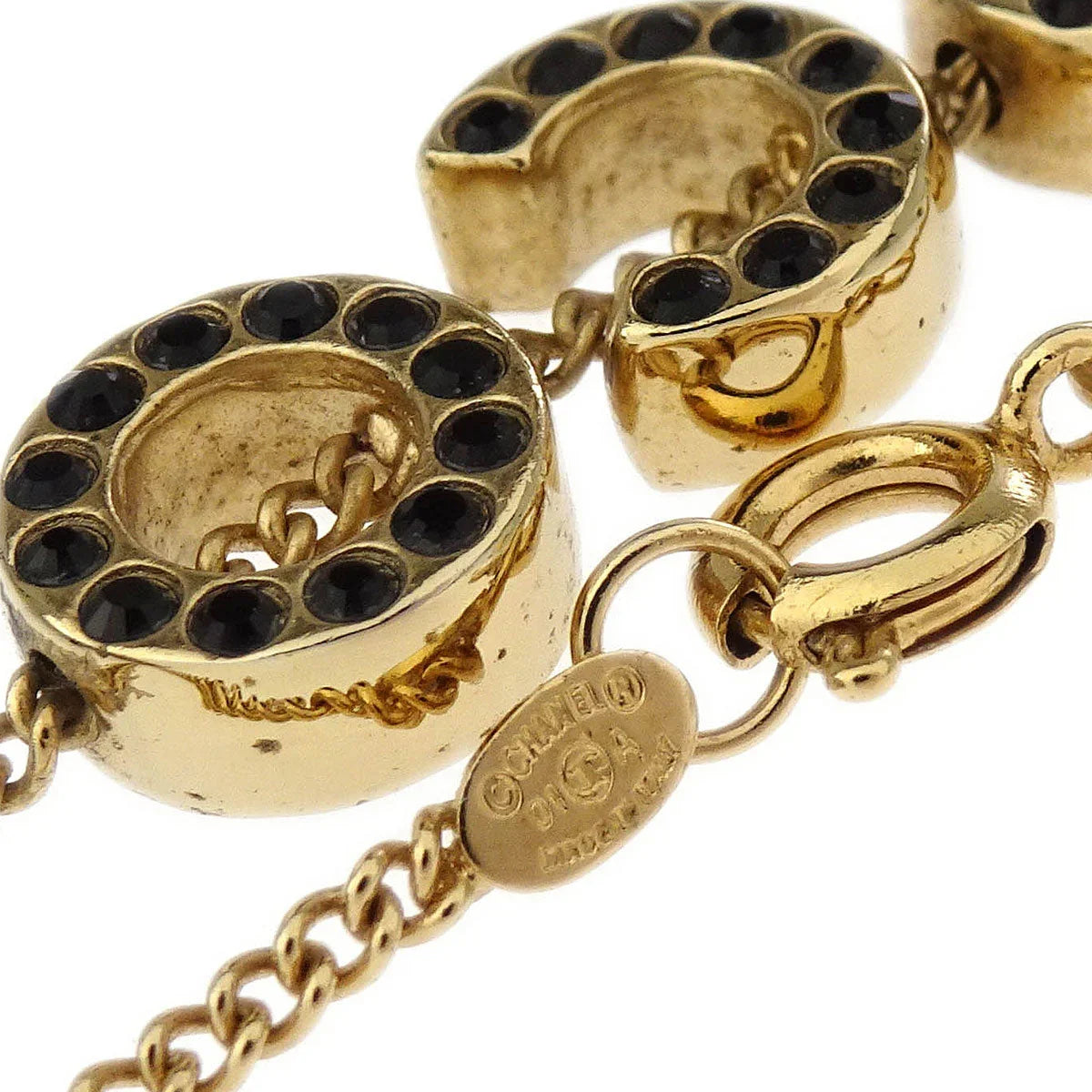 Chanel COCO Chain Bracelet Gold Rhinestone 01A
