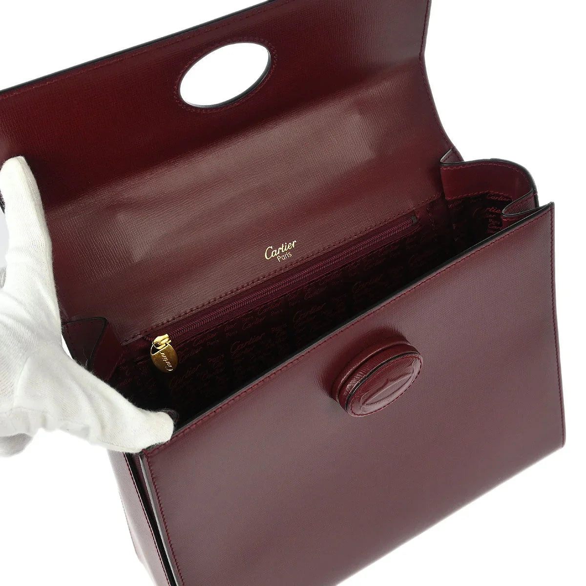 Cartier Bordeaux Leather Must de Cartier Handbag