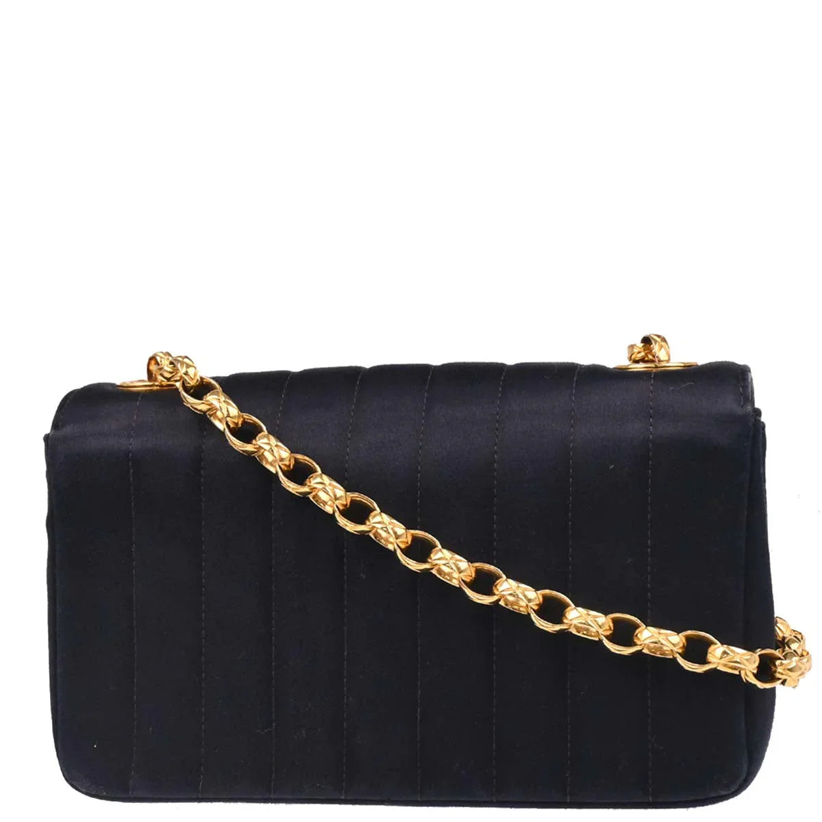 Chanel 1991-1994 Black Satin Shoulder Bag