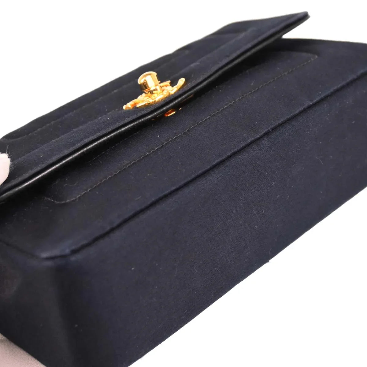 Chanel 1991-1994 Black Satin Shoulder Bag