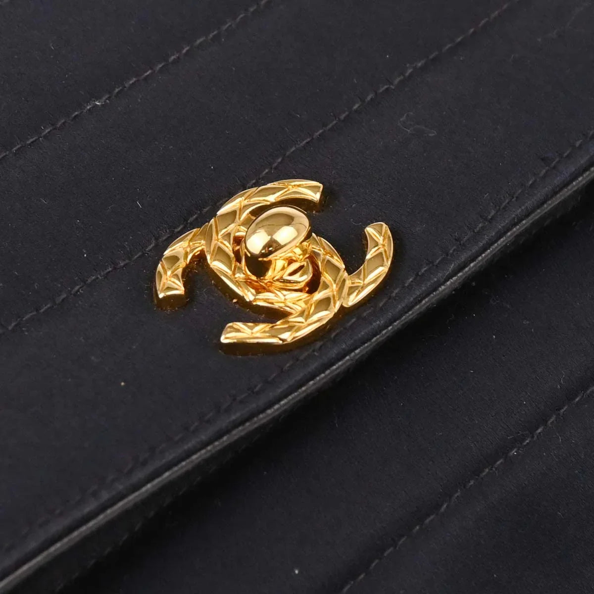 Chanel 1991-1994 Black Satin Shoulder Bag