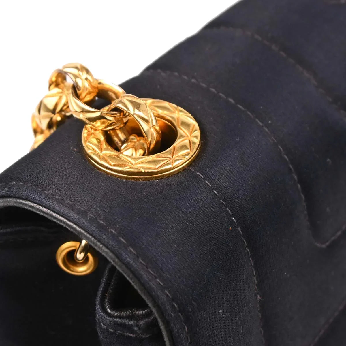 Chanel 1991-1994 Black Satin Shoulder Bag