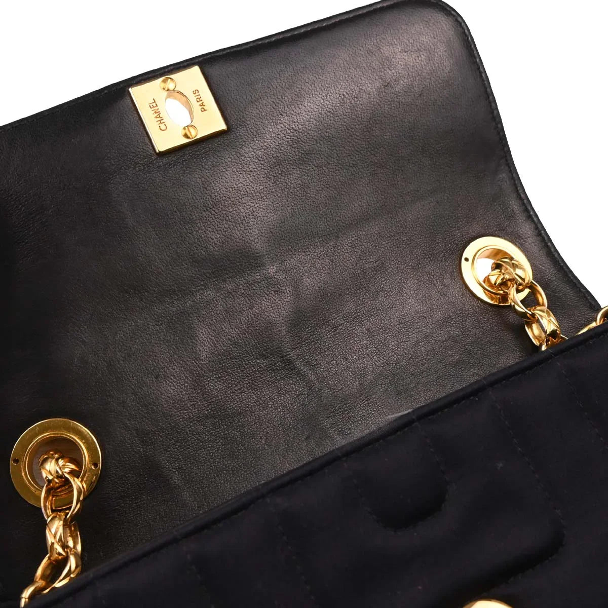 Chanel 1991-1994 Black Satin Shoulder Bag