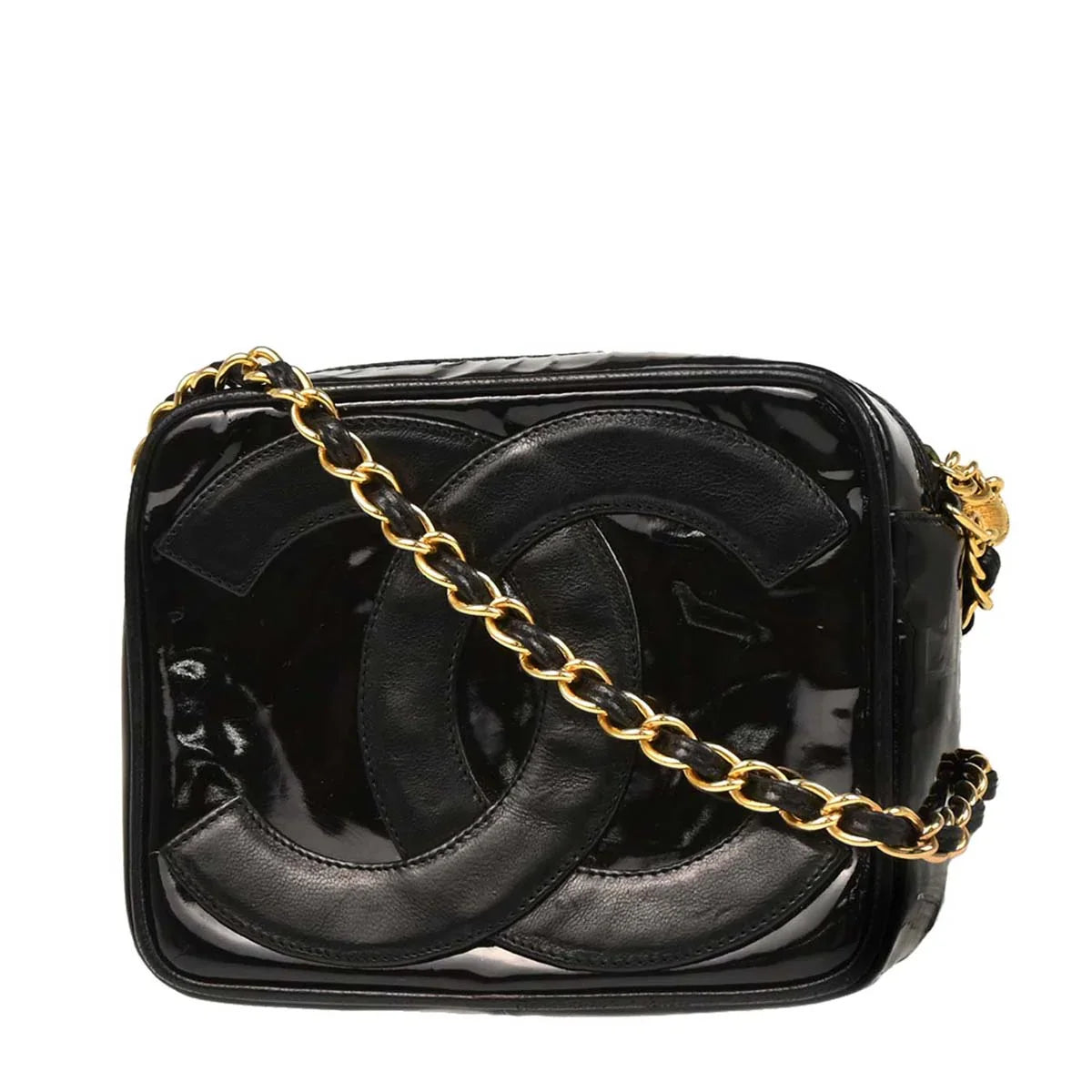 Chanel 1986-1988 Black Patent Leather Camera Bag