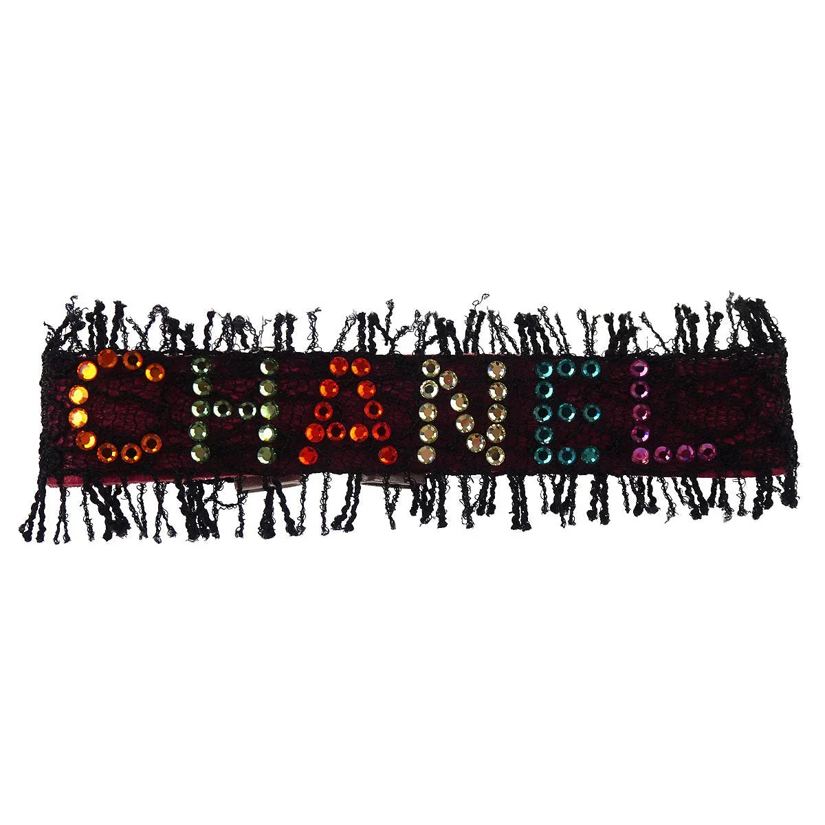 Chanel Bangle Logo Lace Black Rhinestone 00T