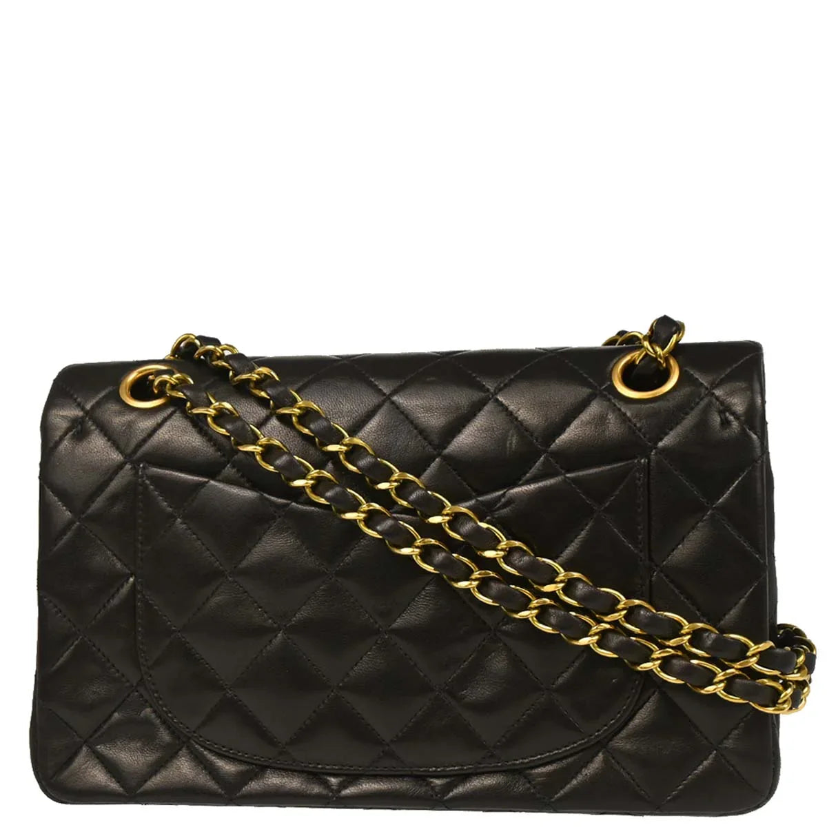 Chanel 1994-1996 Black Lambskin Small Classic Double Flap Shoulder Bag