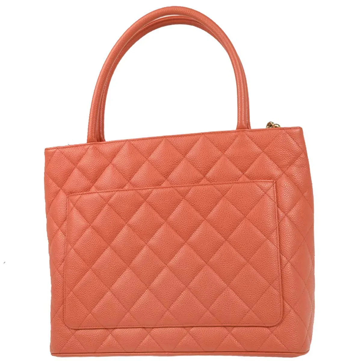 Chanel 2003-2004 Salmon Pink Caviar Medallion Tote Handbag