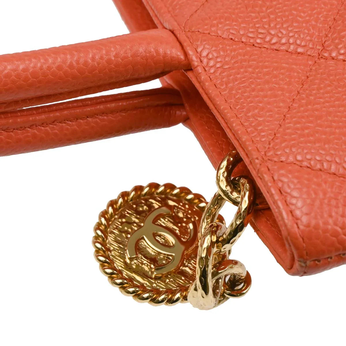 Chanel 2003-2004 Salmon Pink Caviar Medallion Tote Handbag