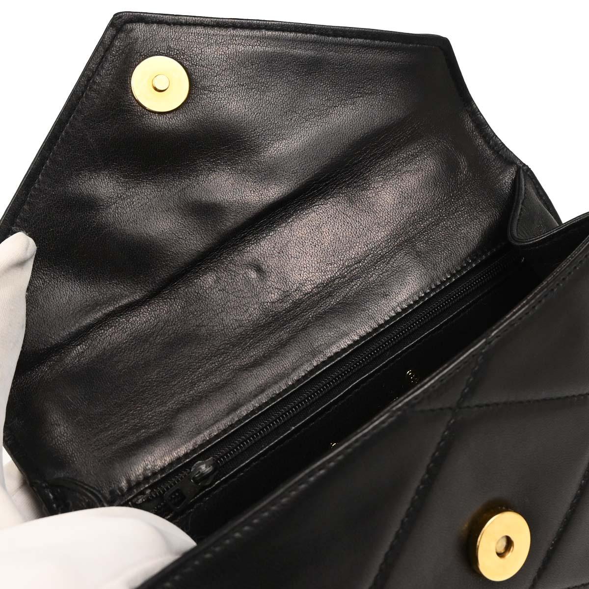Chanel 1986-1988 Black Lambskin Top Handle Handbag