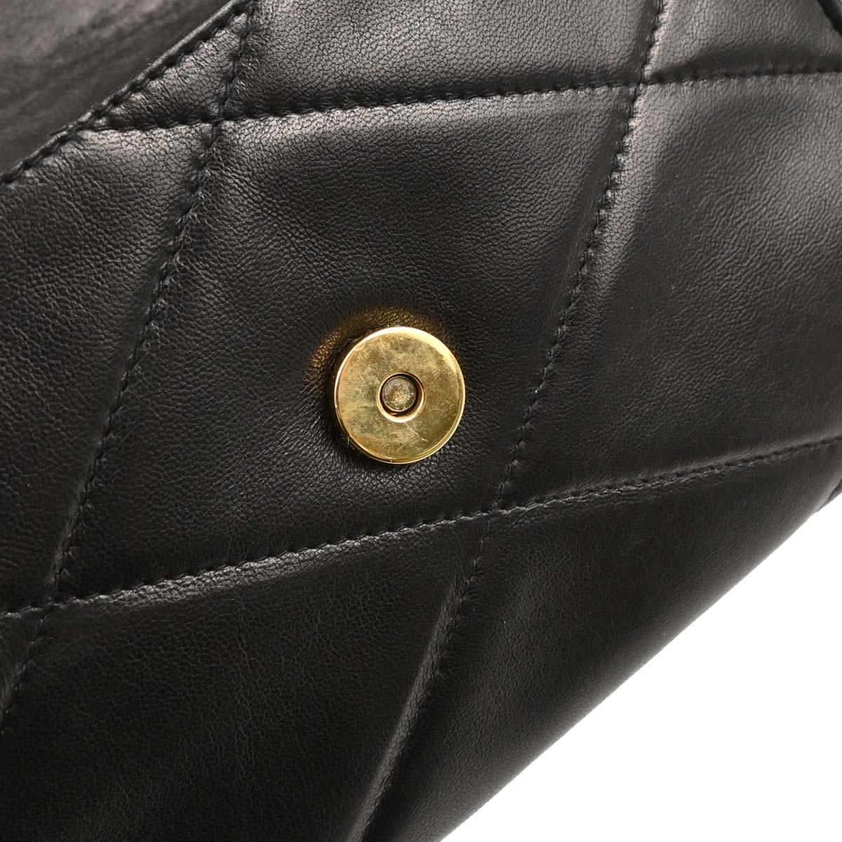 Chanel 1986-1988 Black Lambskin Top Handle Handbag