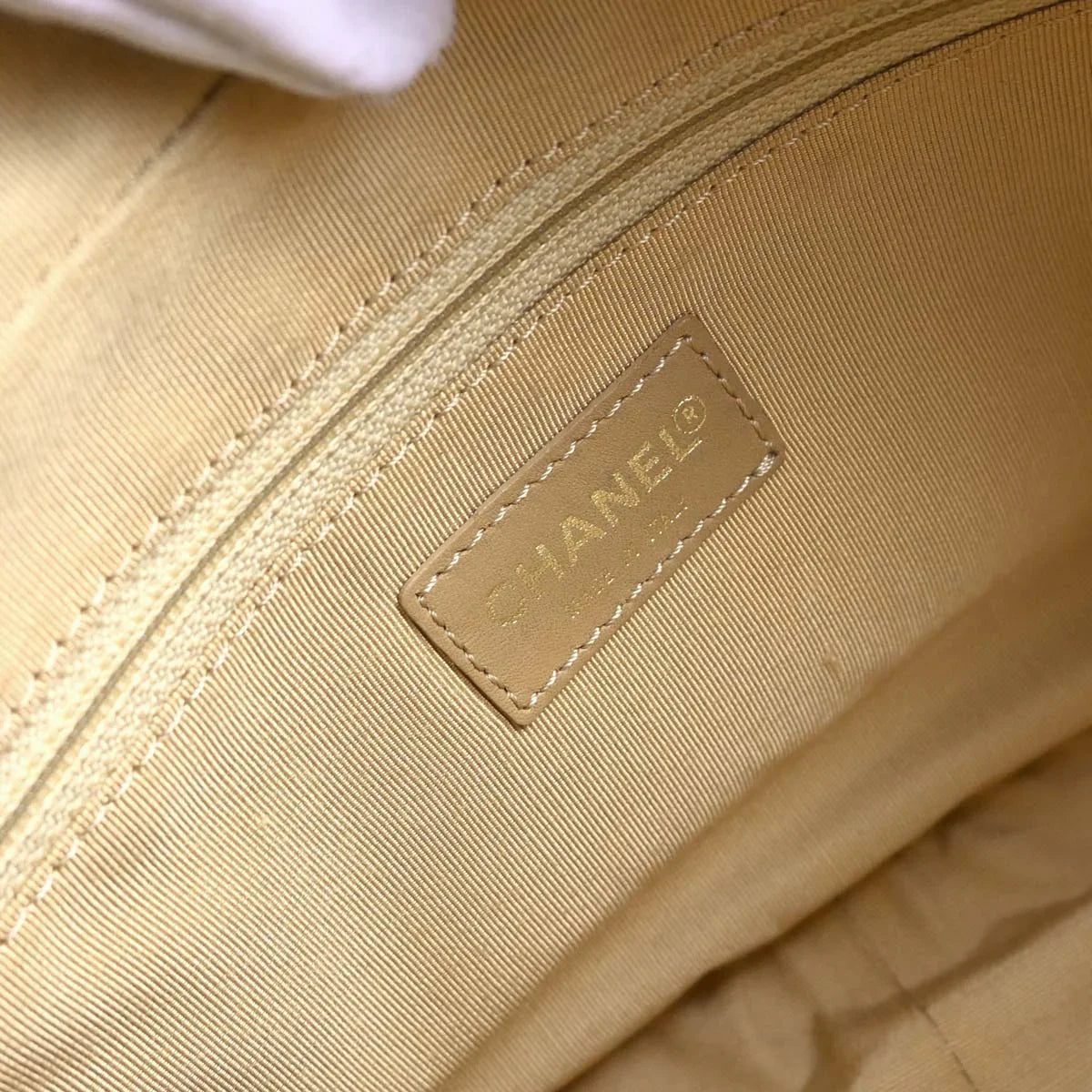 Chanel 2002-2003 Beige Caviar Petite Timeless Tote PTT Chain Handbag