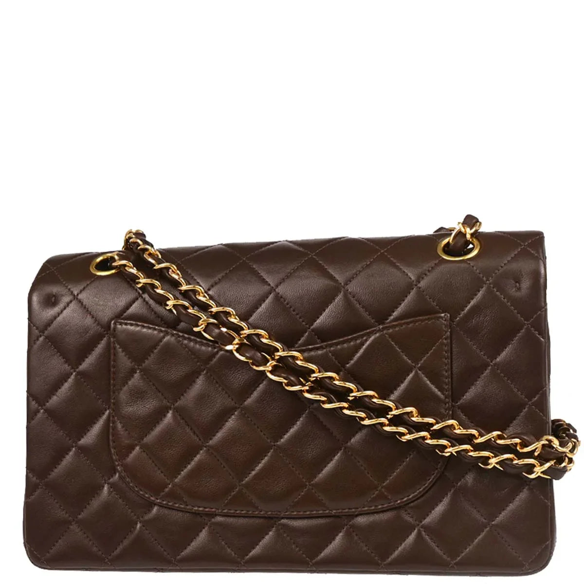 Chanel 1997-1999 Brown Lambskin Medium Classic Double Flap Shoulder Bag