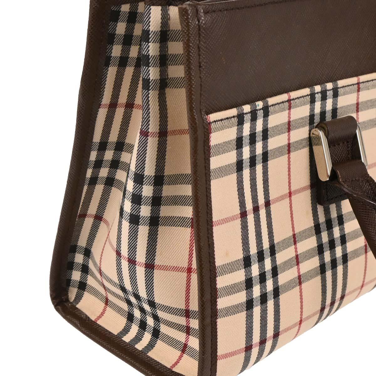 Burberry Beige Canvas Burberry Check Handbag