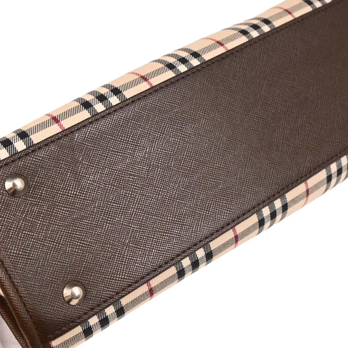 Burberry Beige Canvas Burberry Check Handbag