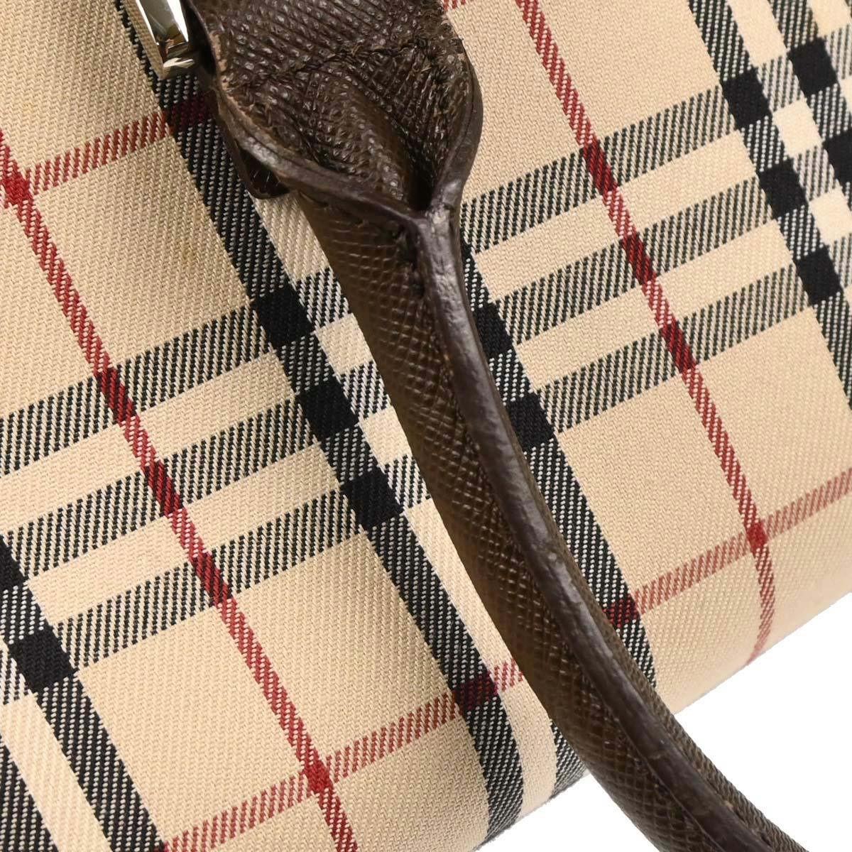 Burberry Beige Canvas Burberry Check Handbag