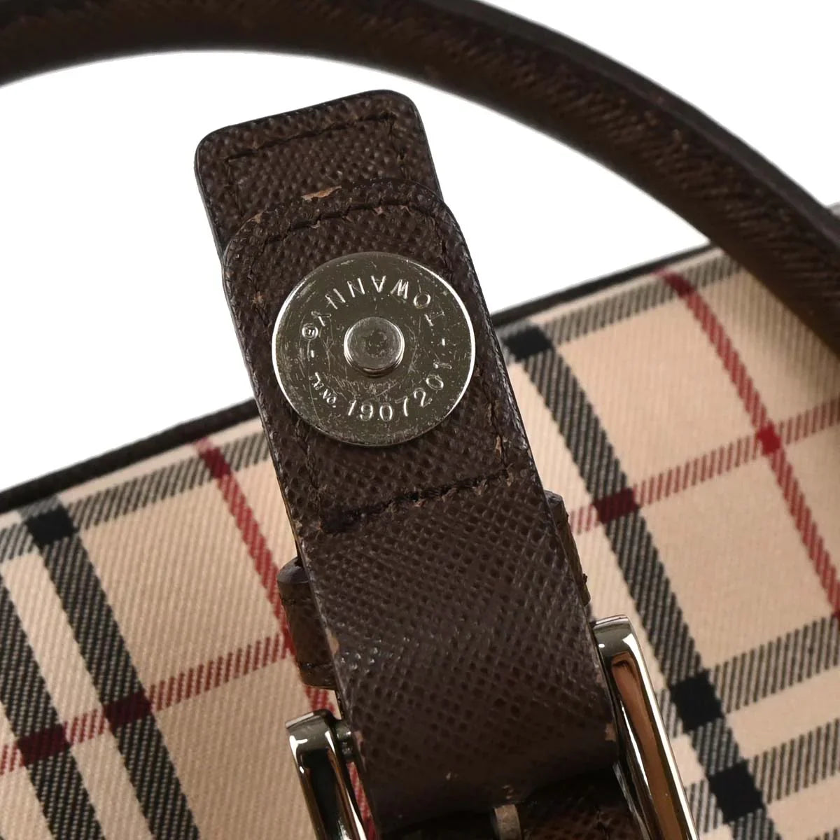Burberry Beige Canvas Burberry Check Handbag