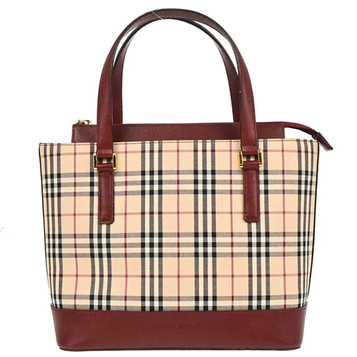 Burberry Beige Canvas Burberry Check Tote Handbag