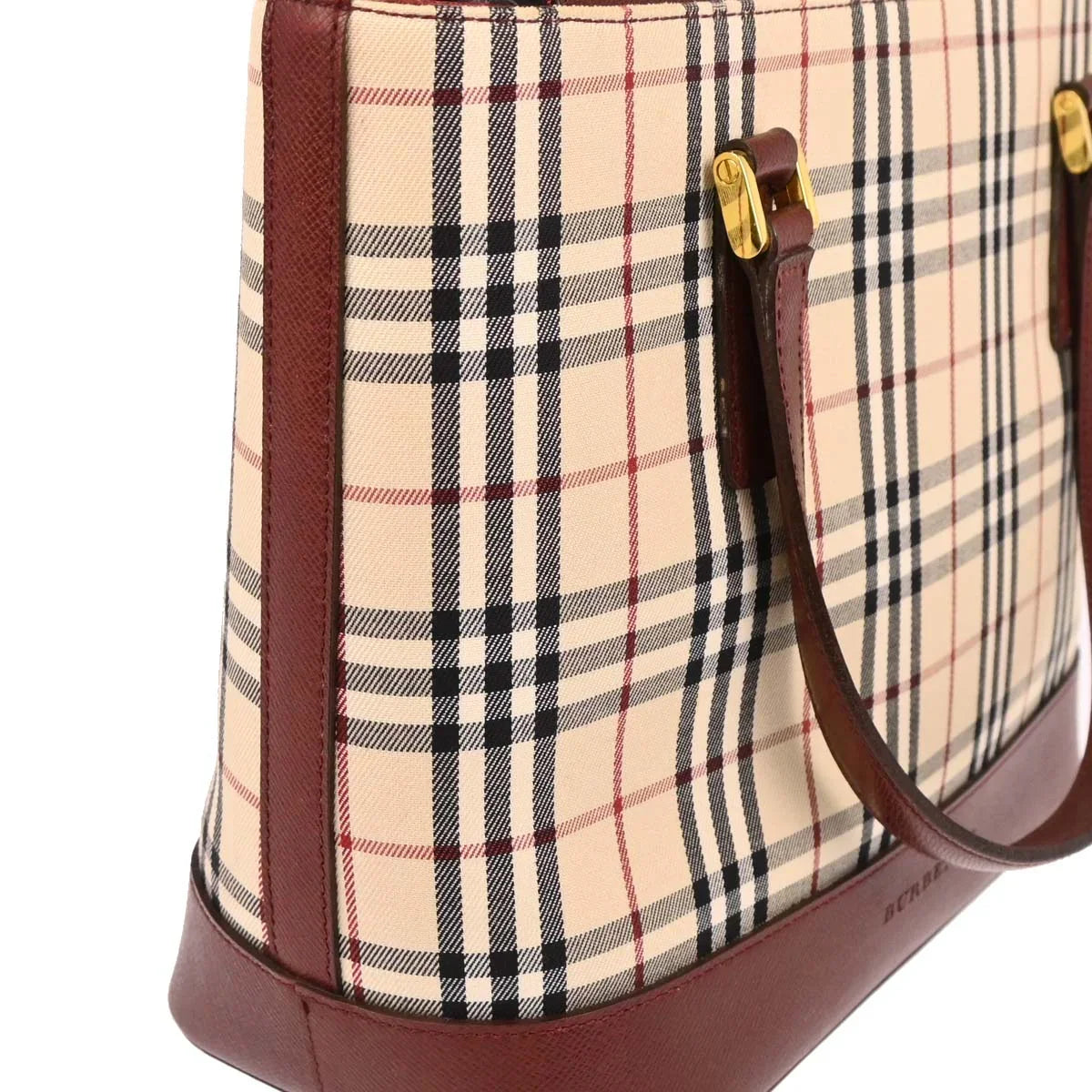 Burberry Beige Canvas Burberry Check Tote Handbag