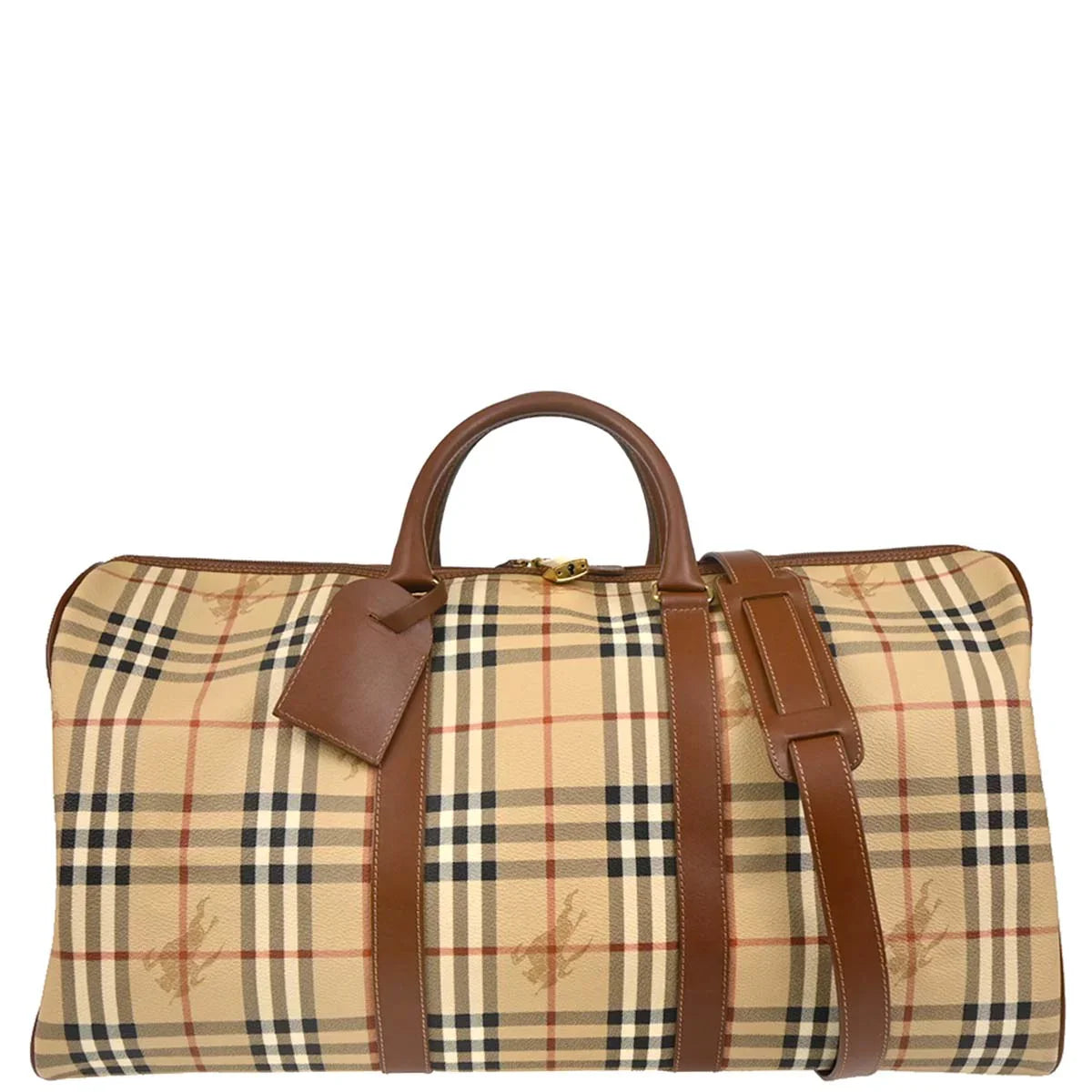 Burberry Beige PVC House Check Duffle 2way Shoulder Handbag
