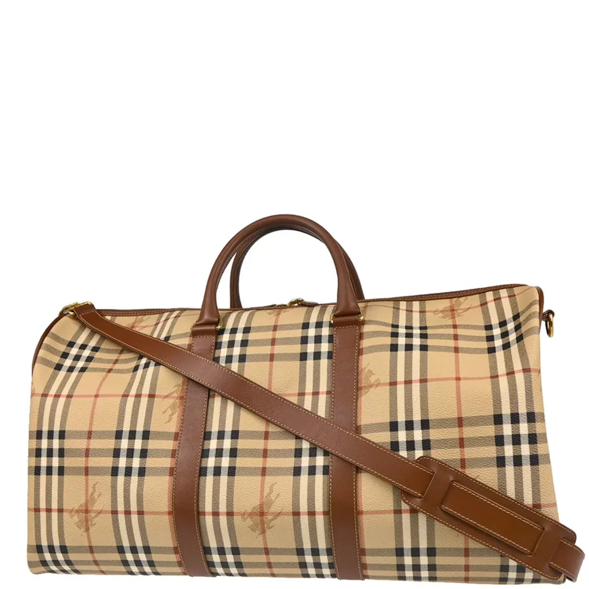 Burberry Beige PVC House Check Duffle 2way Shoulder Handbag
