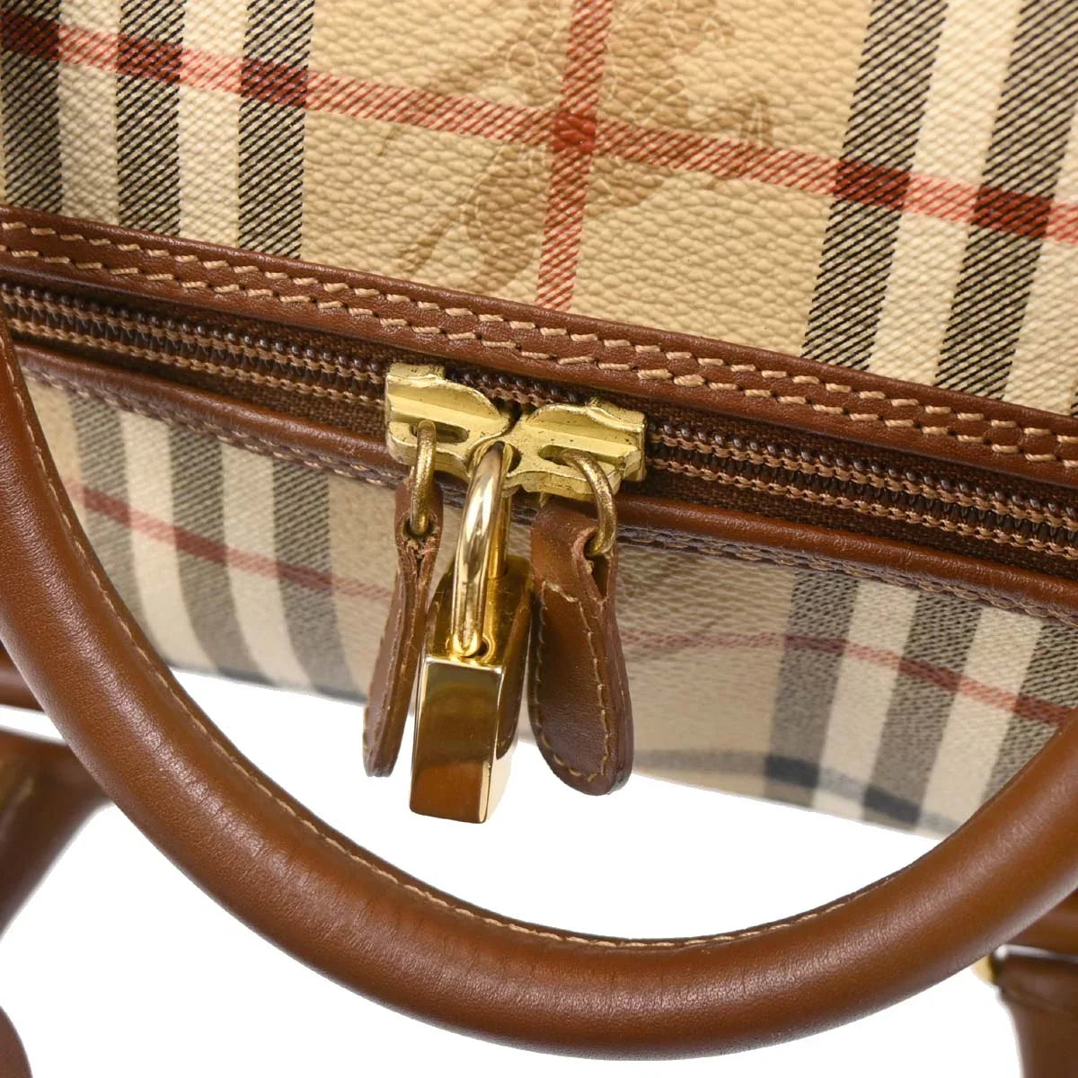 Burberry Beige PVC House Check Duffle 2way Shoulder Handbag