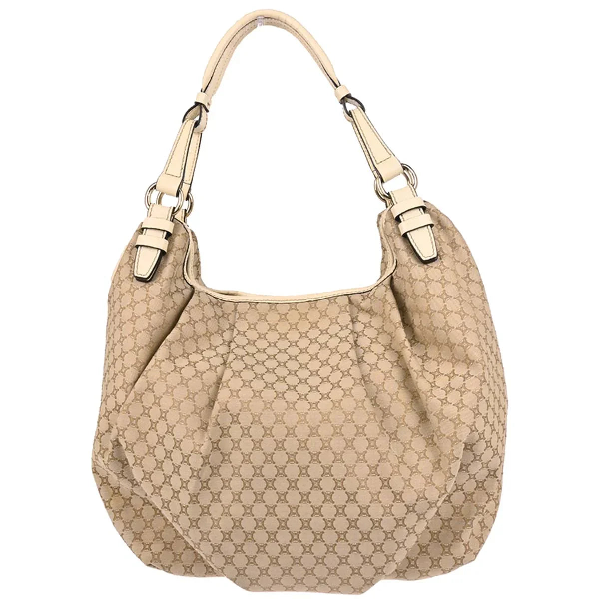 Celine Beige Canvas Macadam Hobo Handbag