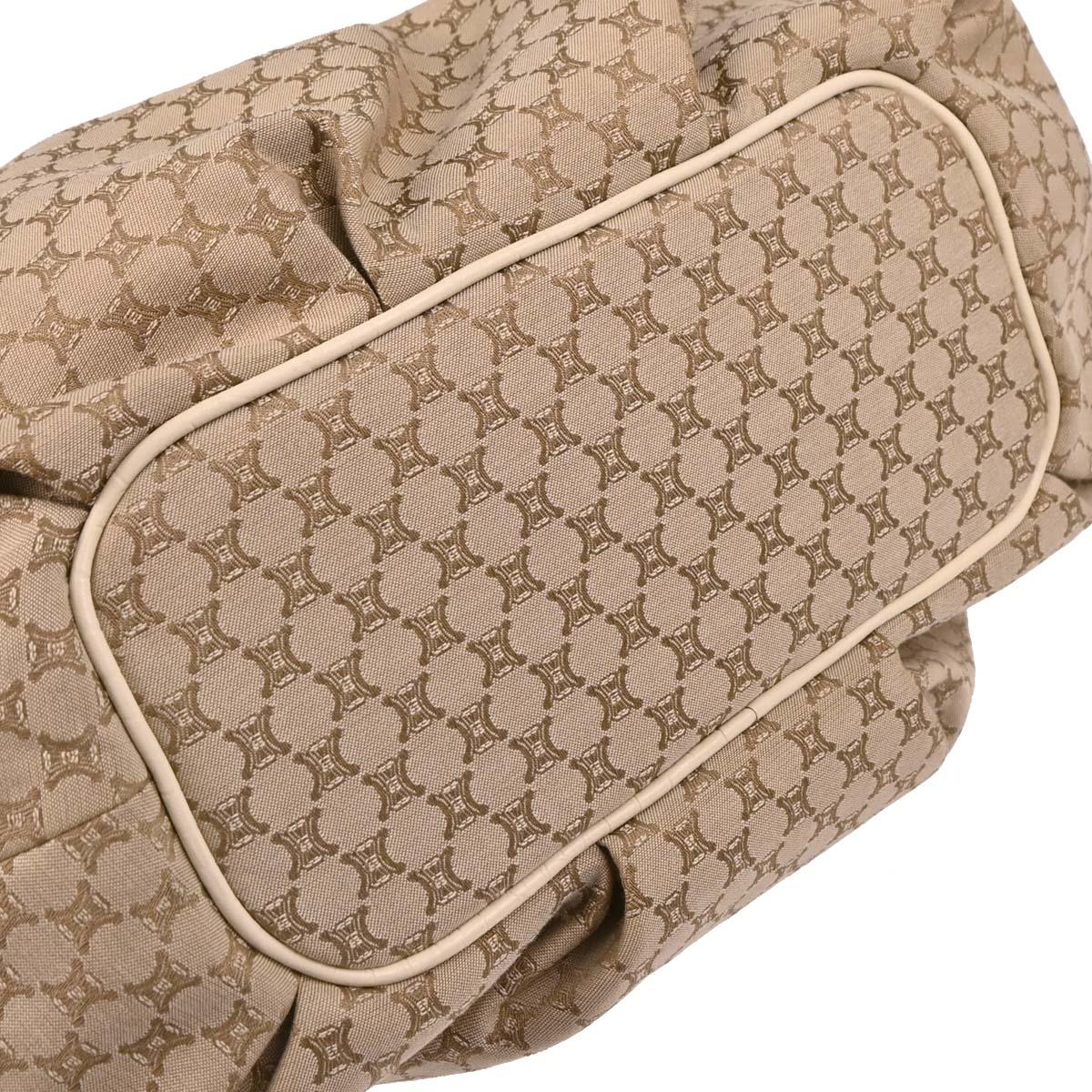 Celine Beige Canvas Macadam Hobo Handbag