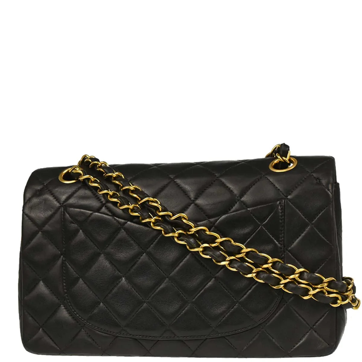 Chanel 1994-1996 Black Lambskin Small Classic Double Flap Shoulder Bag