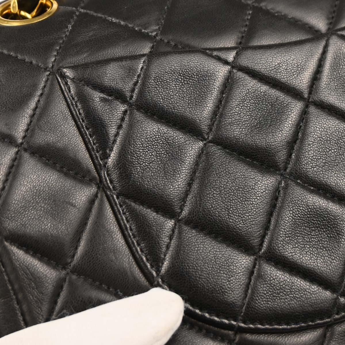 Chanel 1994-1996 Black Lambskin Small Classic Double Flap Shoulder Bag