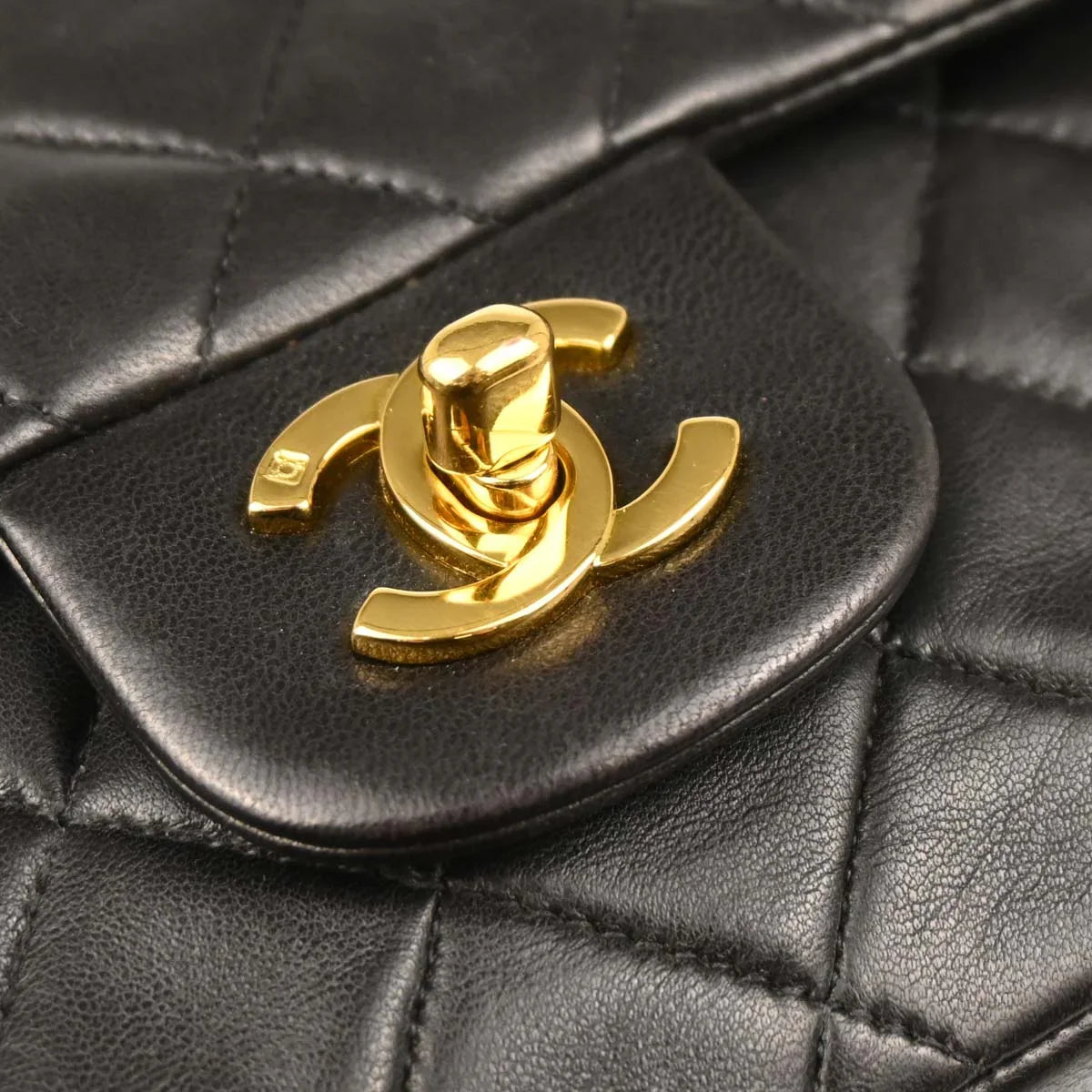Chanel 1994-1996 Black Lambskin Small Classic Double Flap Shoulder Bag