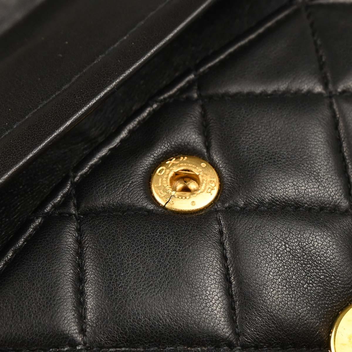 Chanel 1994-1996 Black Lambskin Small Classic Double Flap Shoulder Bag
