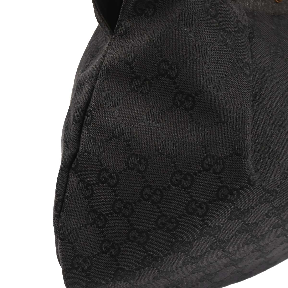 Gucci Black Canvas Bamboo GG Handbag