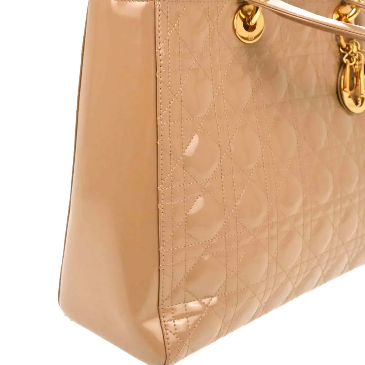 Christian Dior Beige Leather Lady Dior Cannage 2way Shoulder Handbag