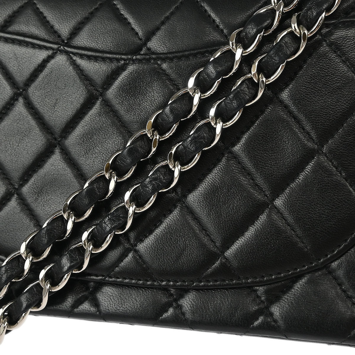 Chanel 2000-2002 Black Lambskin Small Classic Double Flap Shoulder Bag