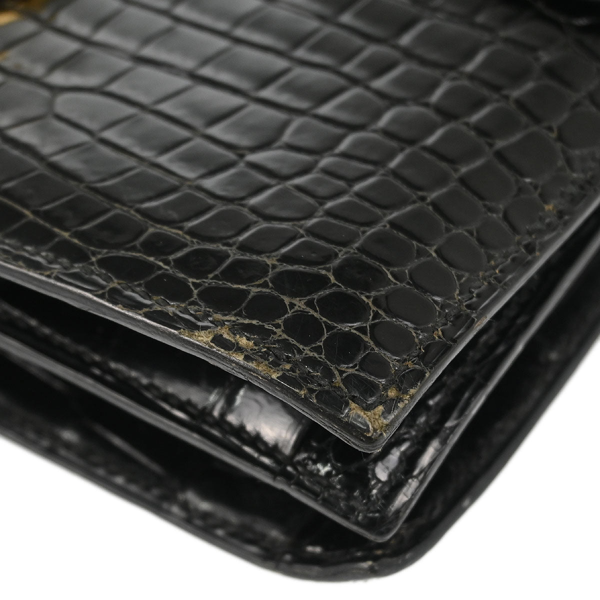 Hermes * 1987 Black Porosus Sequana Shoulder Bag